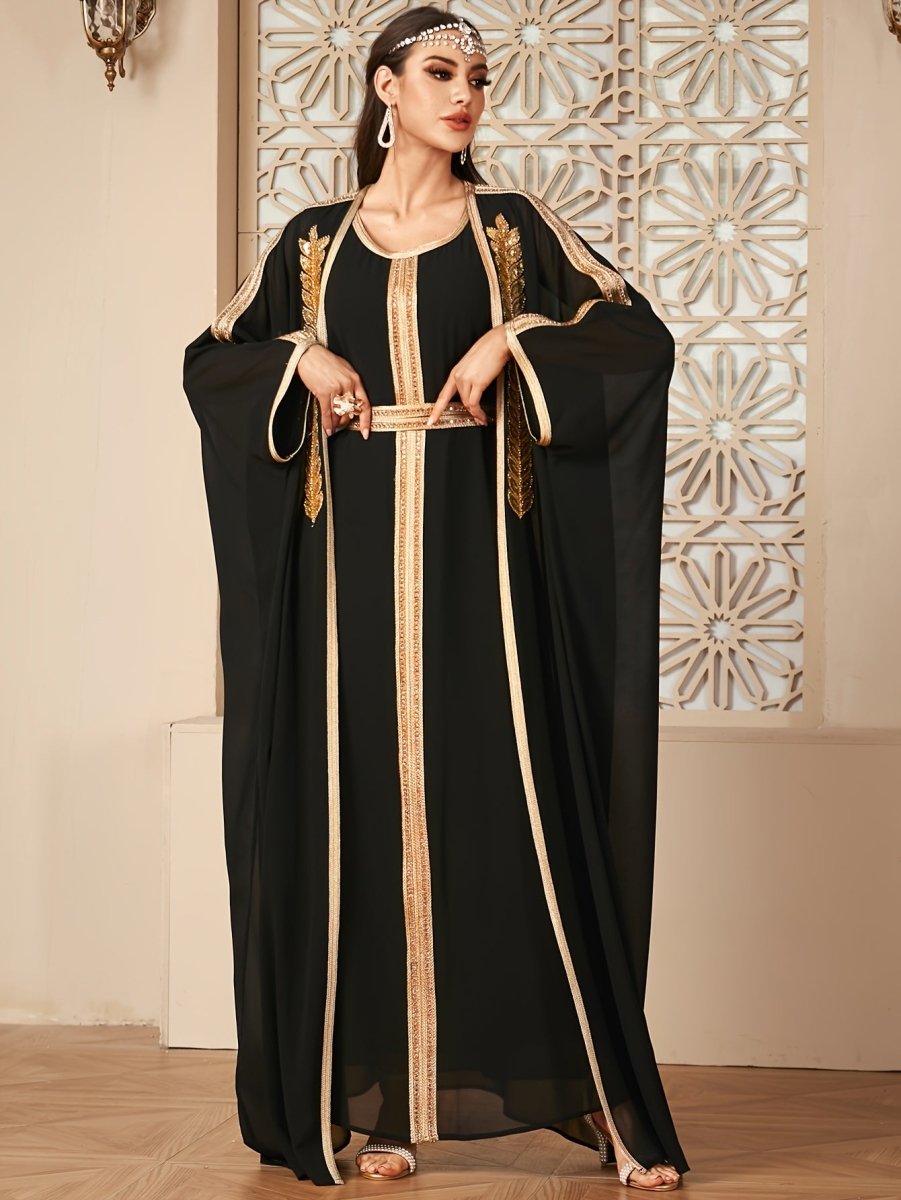 Caftan deux pièces en maille à col rond-La Belle Lignée