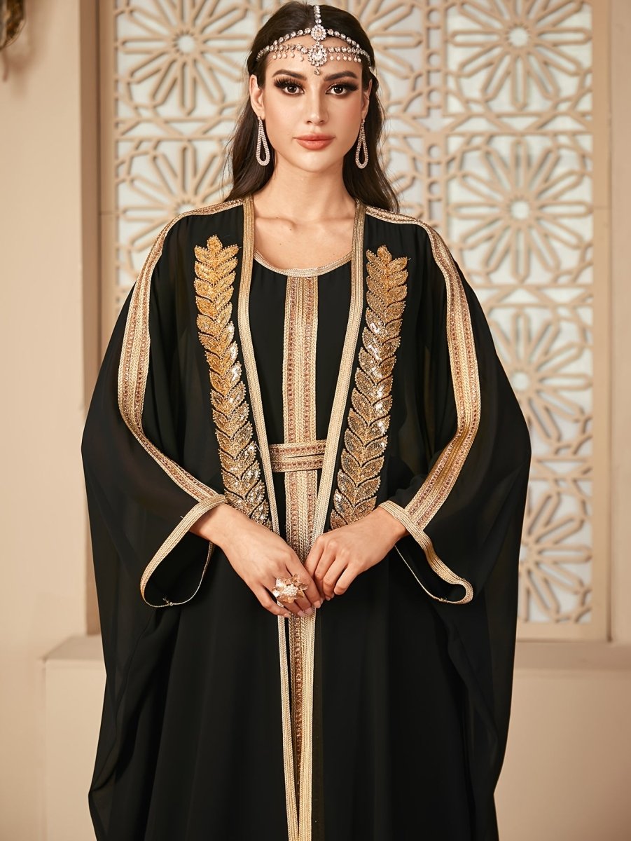 Caftan deux pièces en maille à col rond-La Belle Lignée