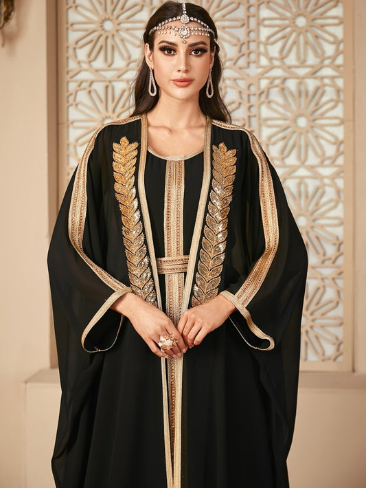 Caftan deux pièces en maille à col rond-La Belle Lignée