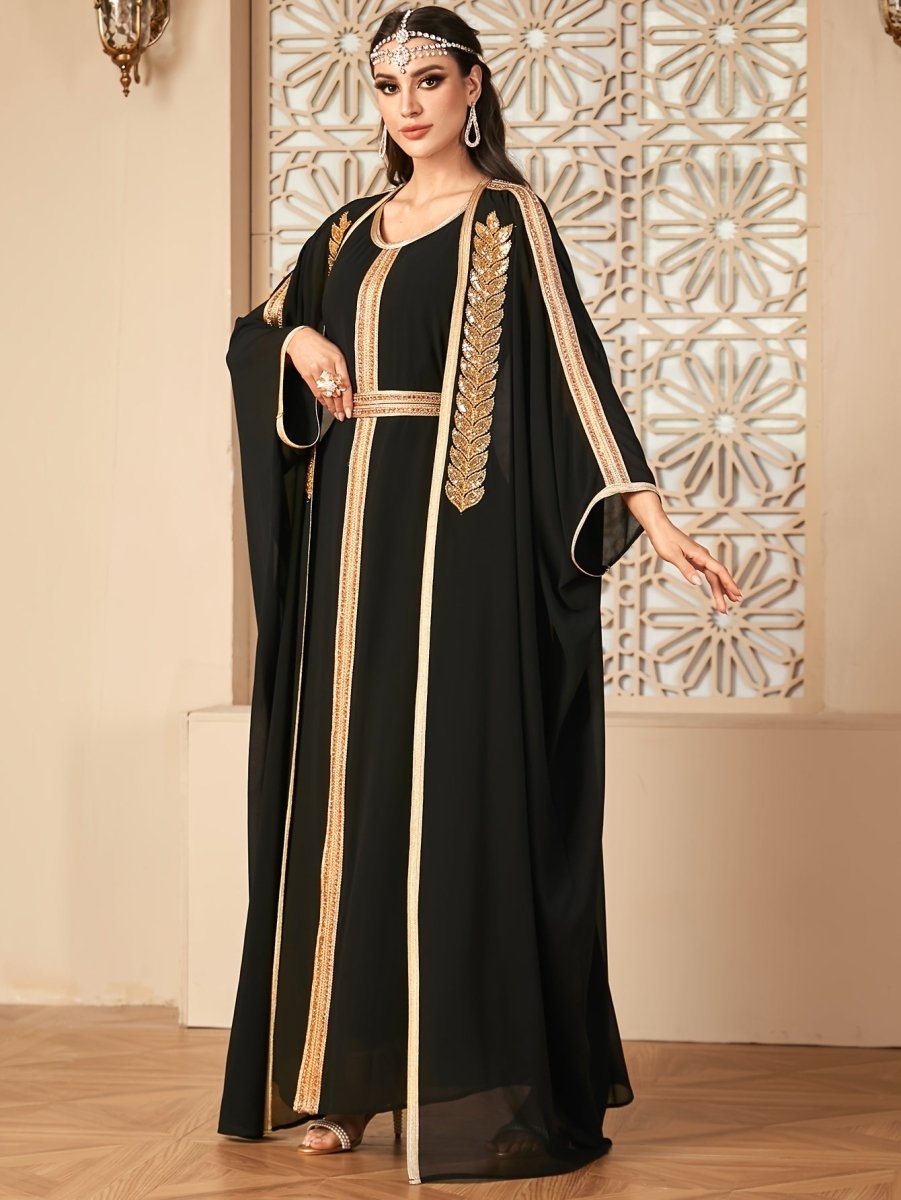 Caftan deux pièces en maille à col rond-La Belle Lignée