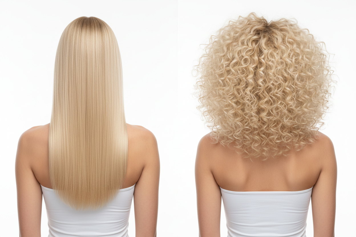 Femme blonde de dos cheveux lissé et côte à côte 2e image la femme de dos cheveux bouclé 