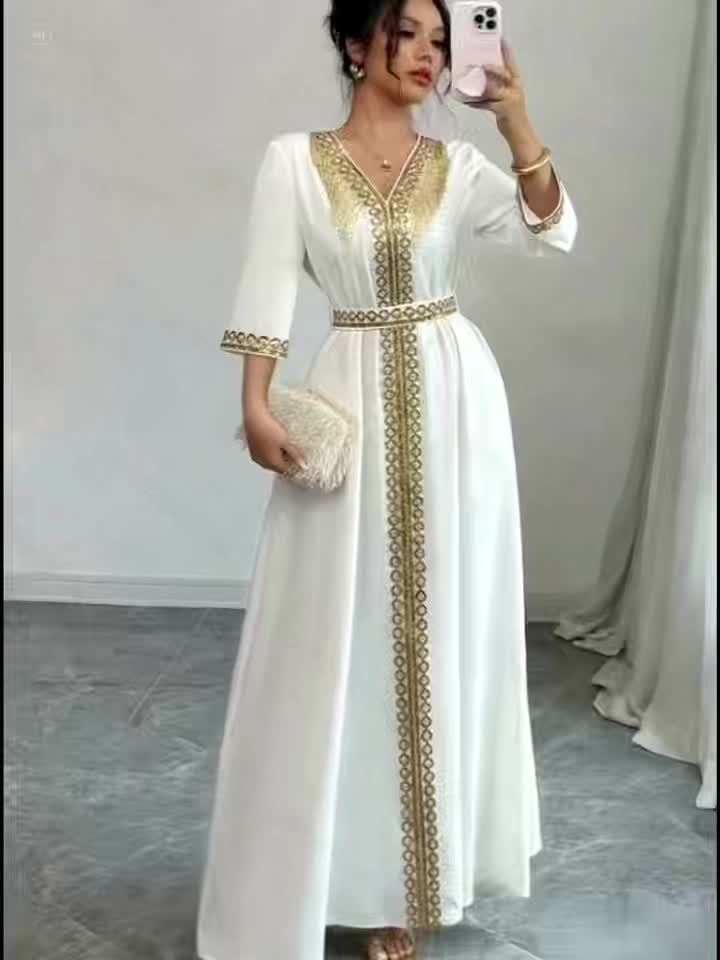 Caftan à manches mi longues élégant et confortable - LA BELLE LIGNEE