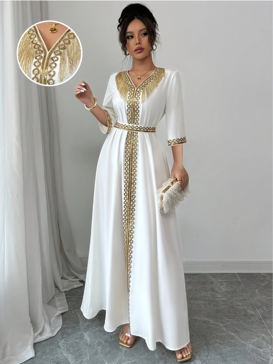 Caftan à manches mi longues élégant et confortable - LA BELLE LIGNEE