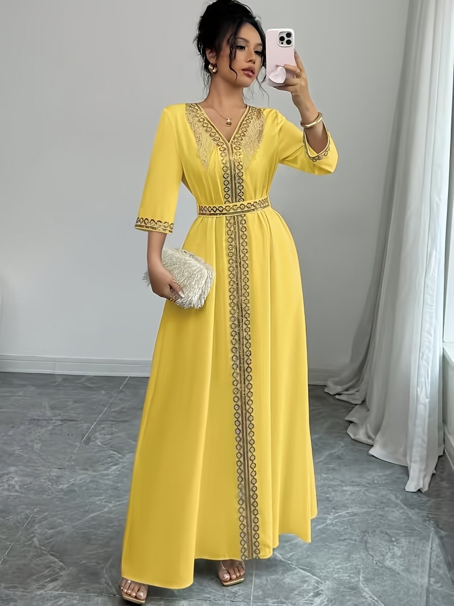 Caftan à manches mi longues élégant et confortable - LA BELLE LIGNEE