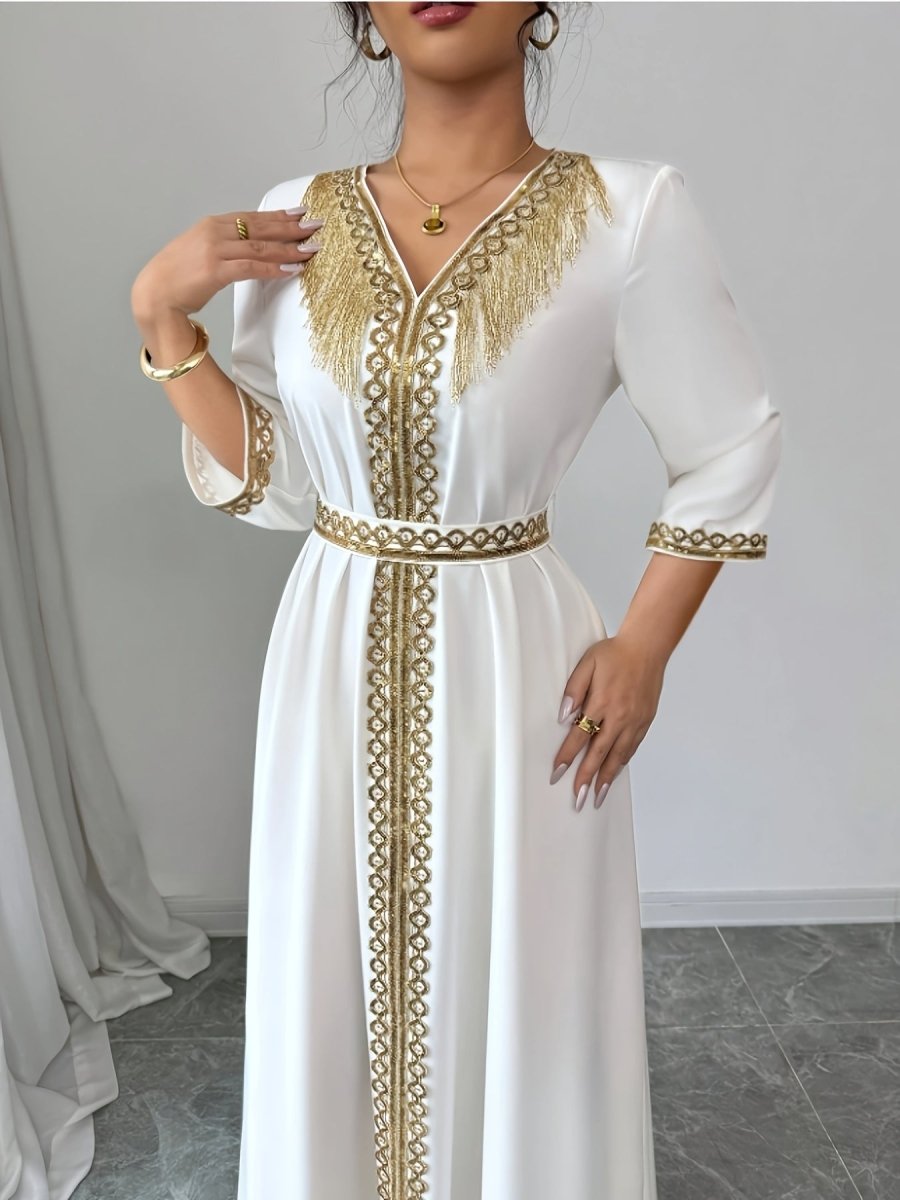 Caftan à manches mi longues élégant et confortable - LA BELLE LIGNEE