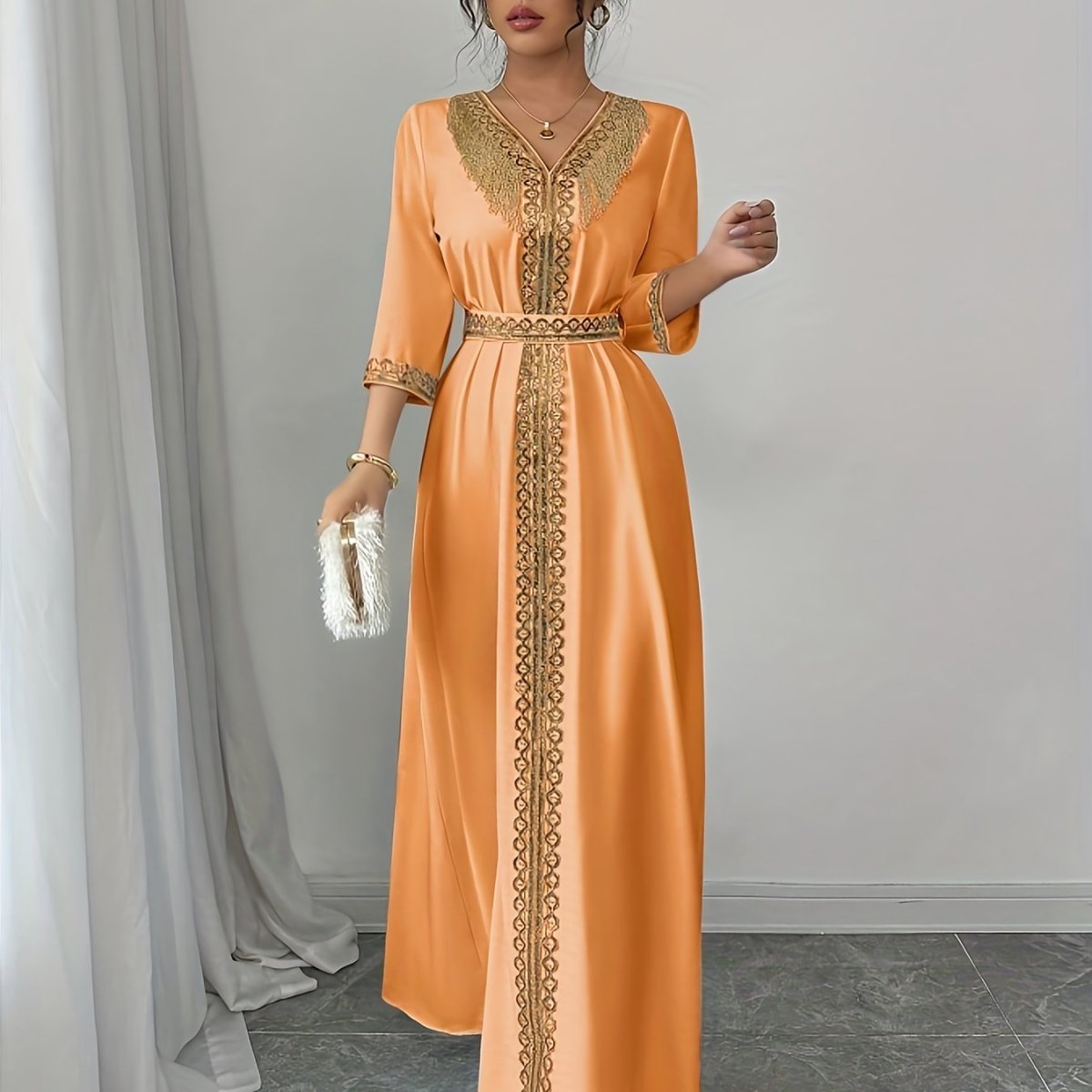 Caftan à manches mi longues élégant et confortable - LA BELLE LIGNEE
