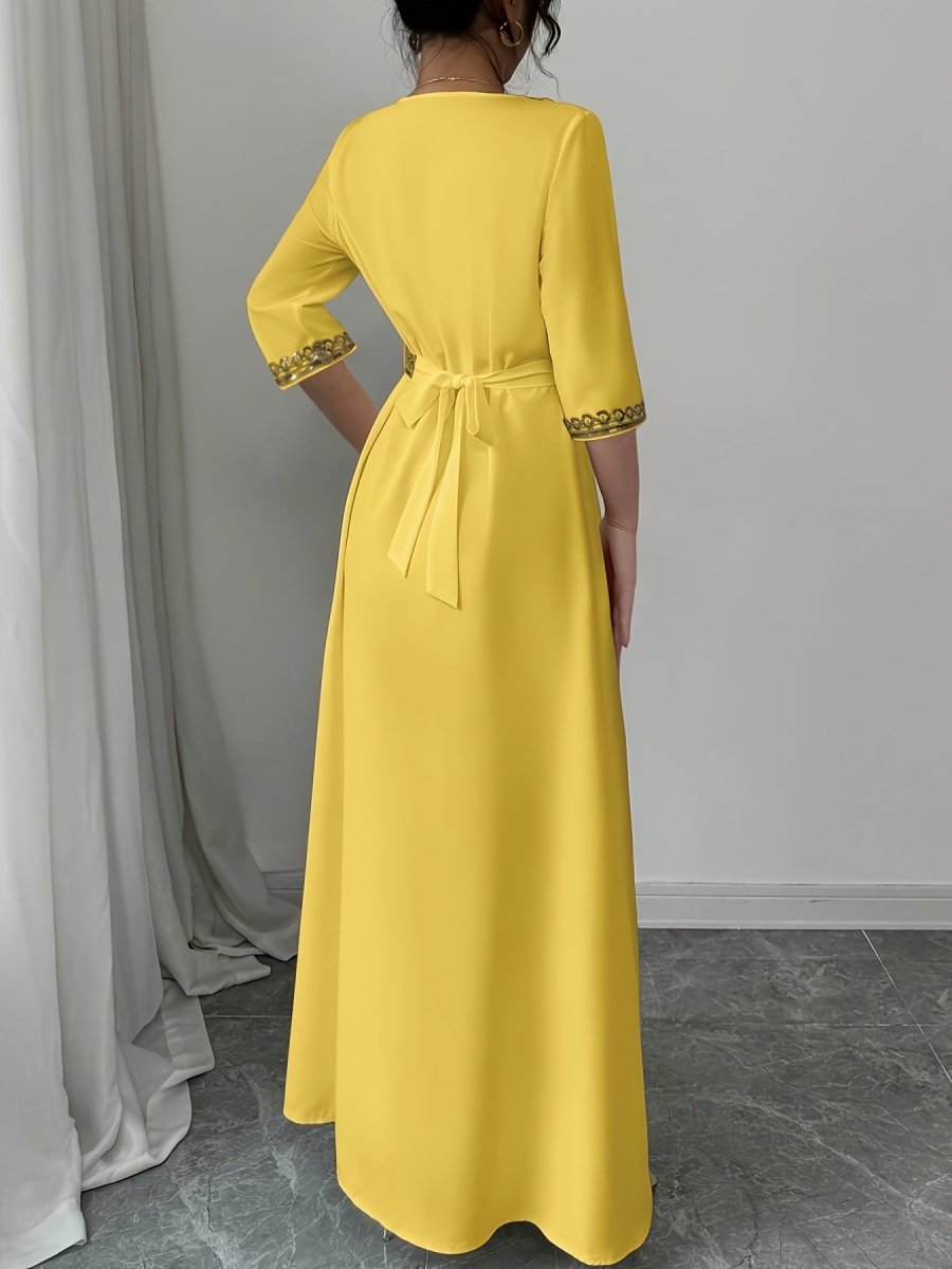 Caftan à manches mi longues élégant et confortable - LA BELLE LIGNEE