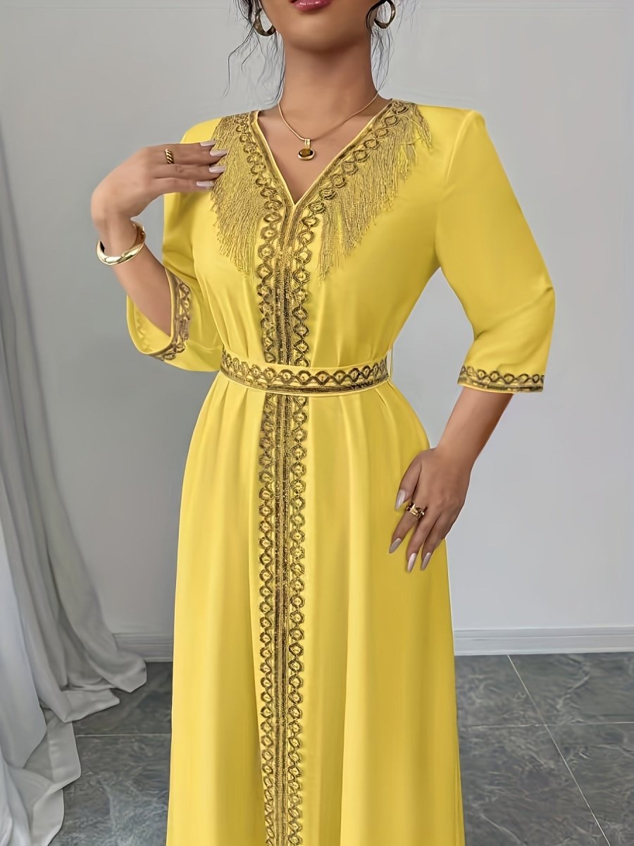 Caftan à manches mi longues élégant et confortable - LA BELLE LIGNEE