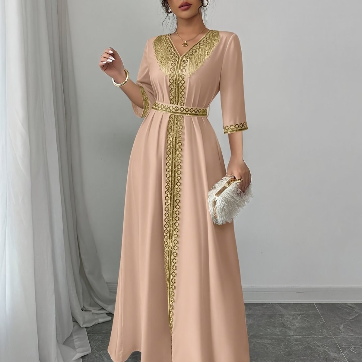 Caftan à manches mi longues élégant et confortable - LA BELLE LIGNEE