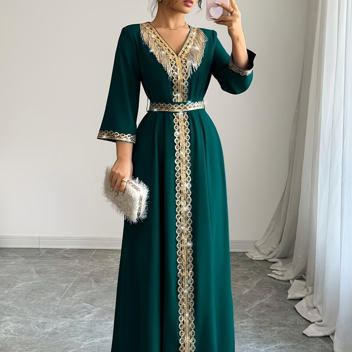 Caftan à manches mi longues élégant et confortable - LA BELLE LIGNEE