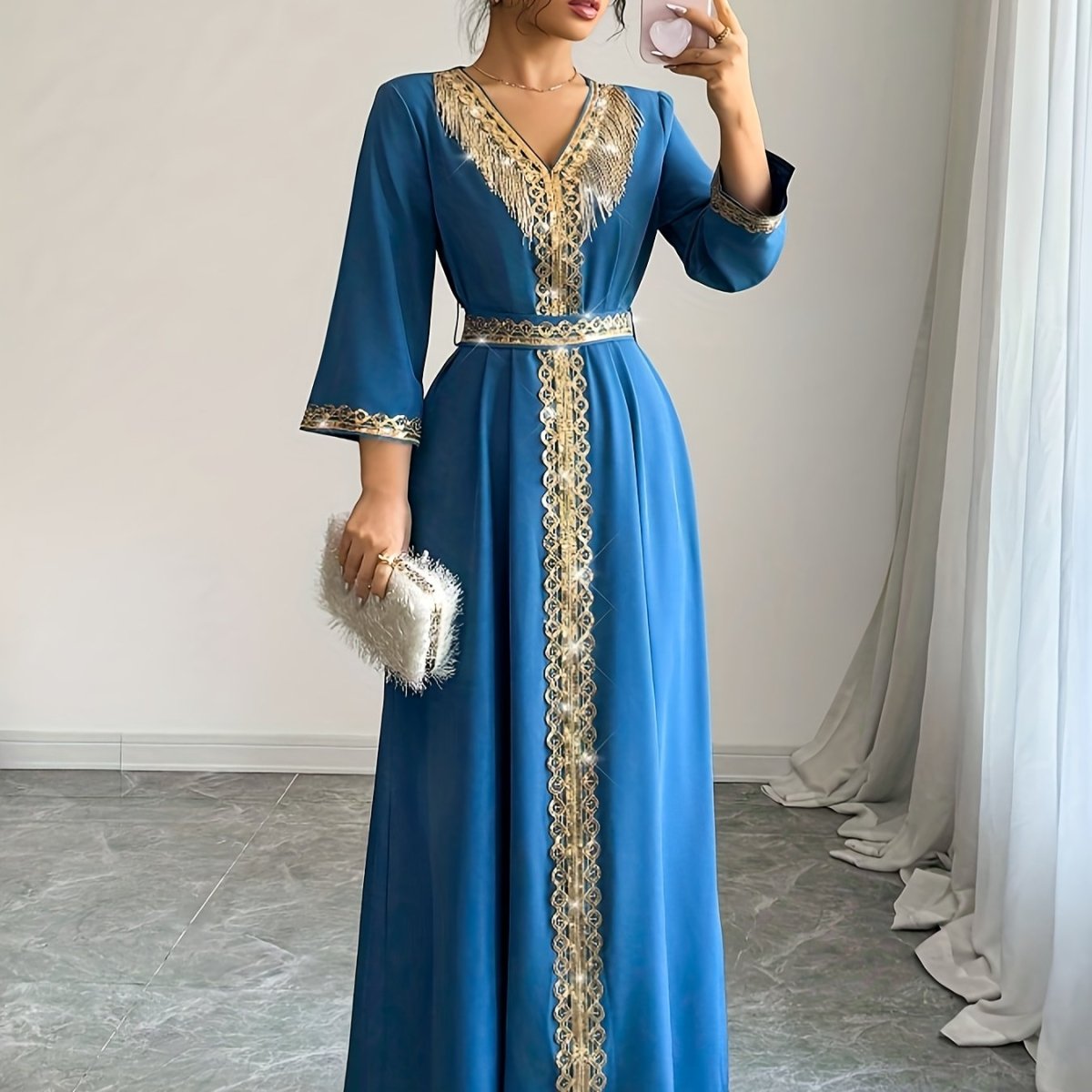 Caftan à manches mi longues élégant et confortable - LA BELLE LIGNEE