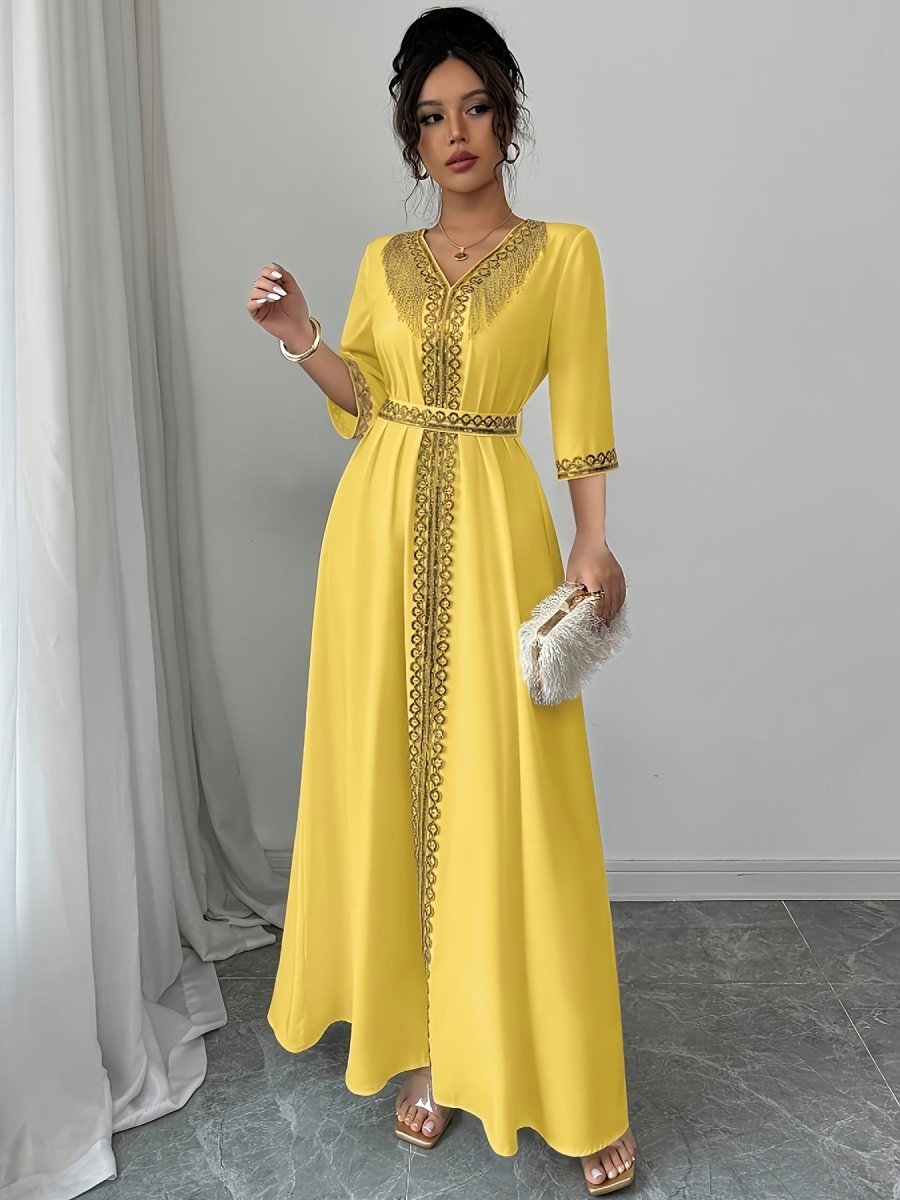 Caftan à manches mi longues élégant et confortable - LA BELLE LIGNEE